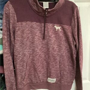 PINK Victoria's Secret Marled Mauve Quarter-Zip Pullover